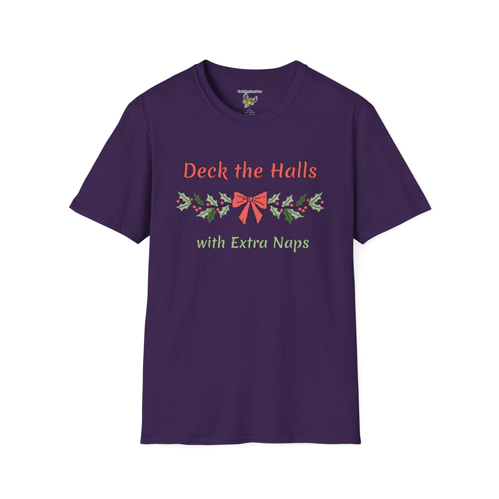 Deck the Halls with Extra Naps Short Sleeve T-shirt in Purple, front view