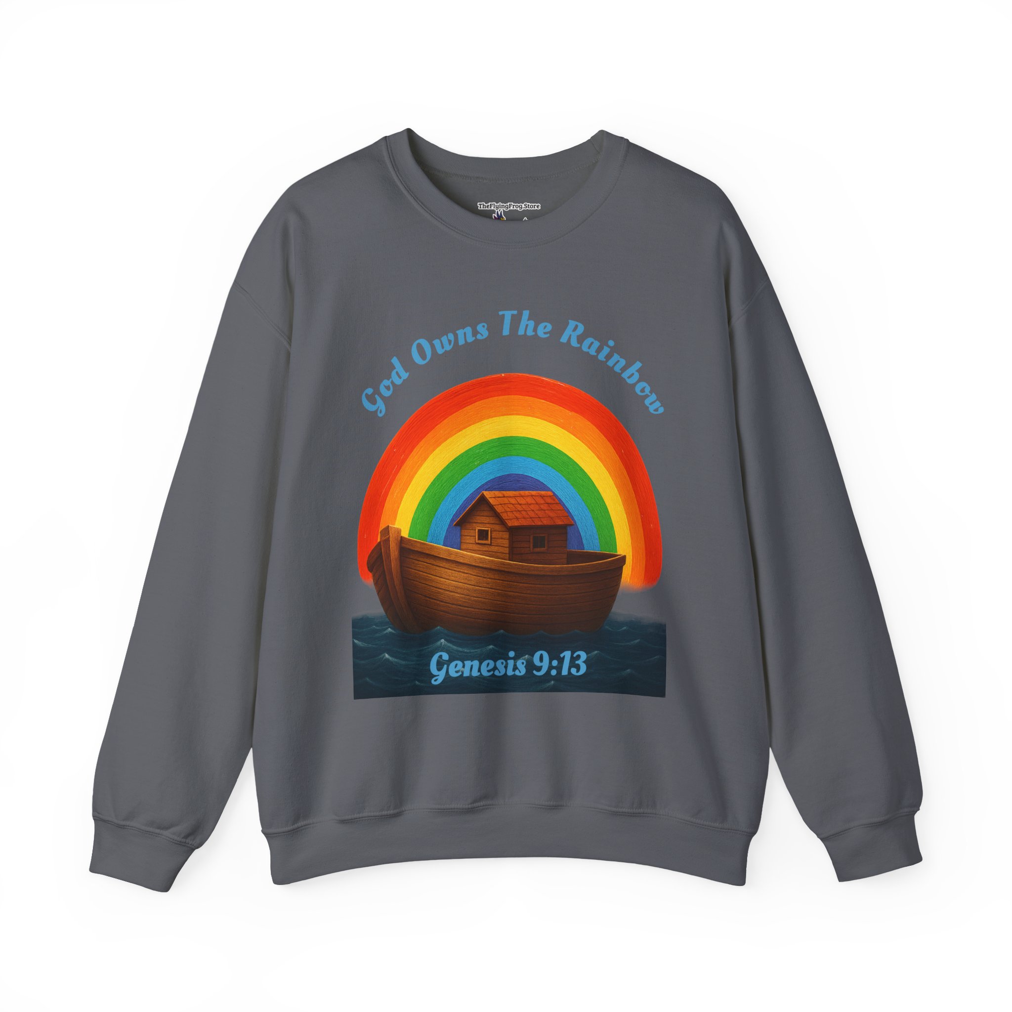 God Owns The Rainbow Noah's Ark Sweatshirt in Charcoal