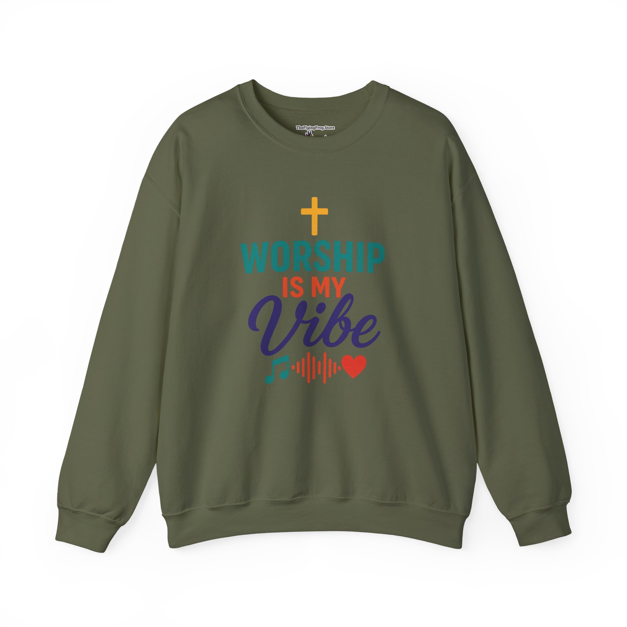 Worship Is My Vibe Sweatshirt in Military Green