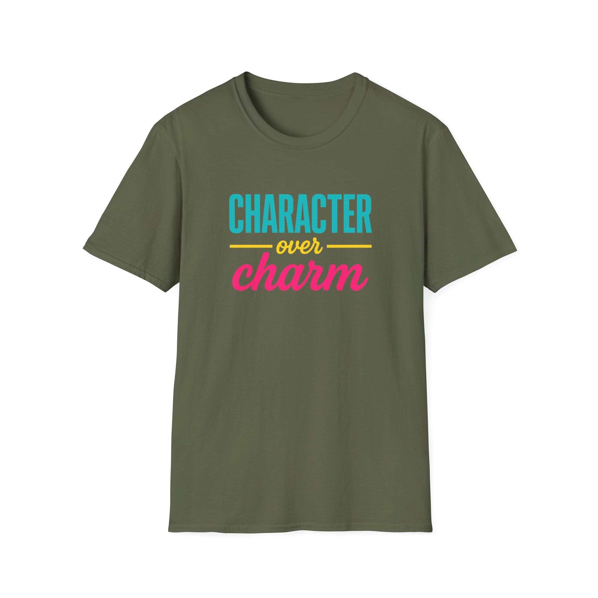Character over Charm Short Sleeve T-shirt in Military Green, front view