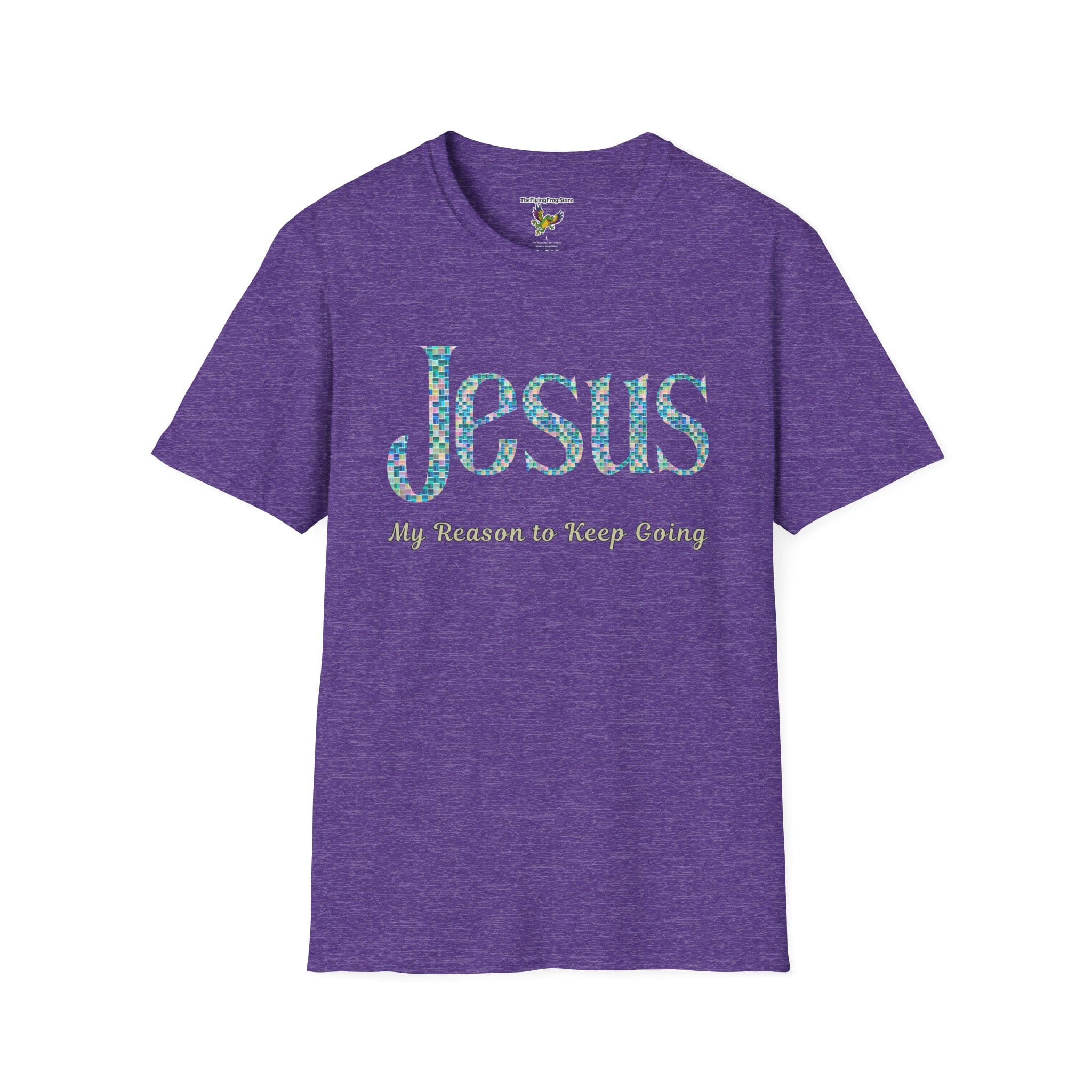 13525909691430292309_2048.jpeg Jesus: My Reason to Keep Going Short Sleeve T-shirt in Heather Purple, front view