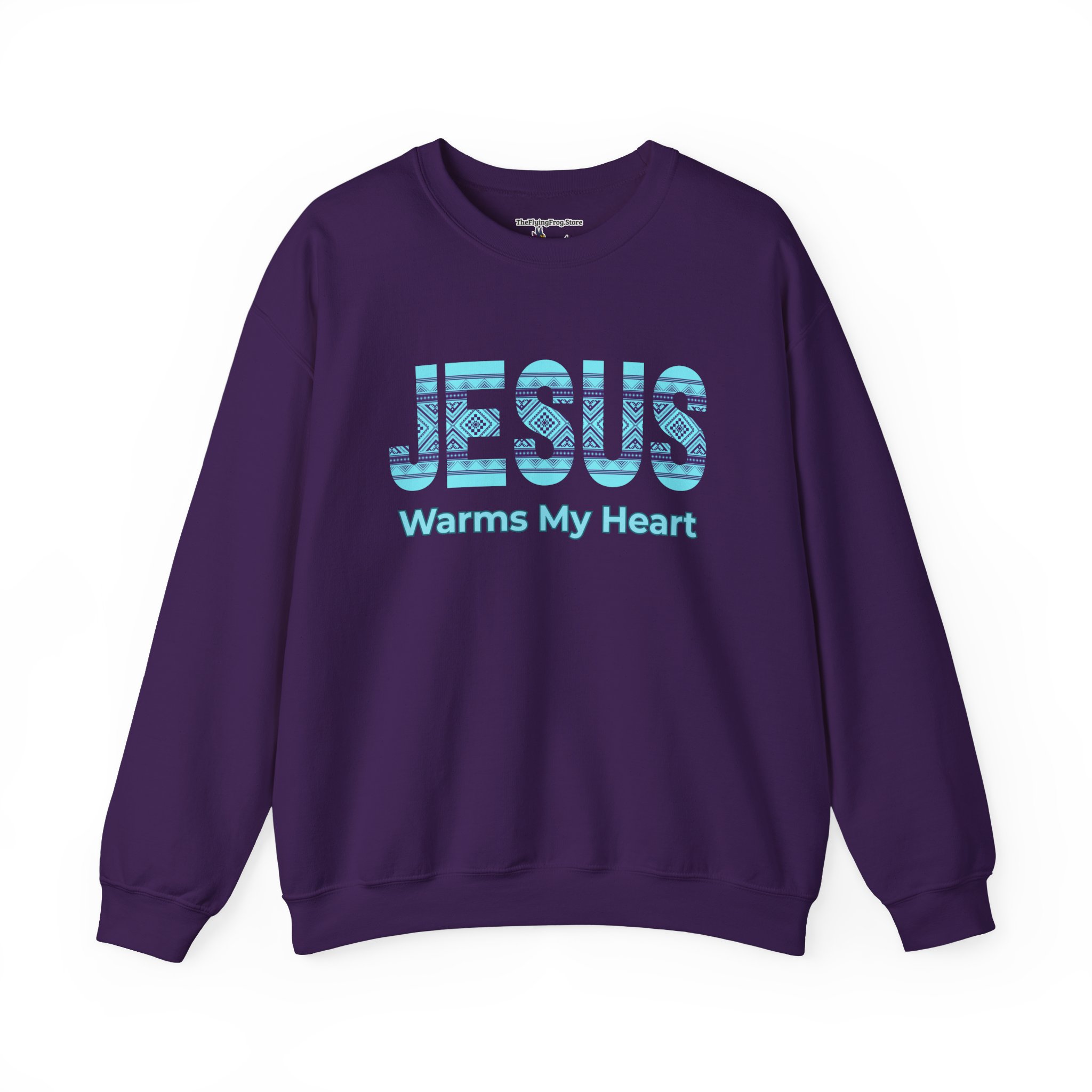 Jesus Warms My Heart Sweatshirt in Purple