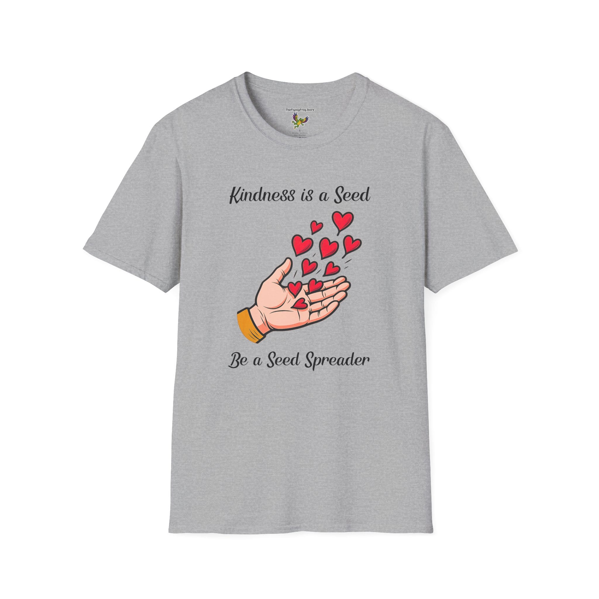 Kindness is a Seed - Be a Seed Spreader Short Sleeve T-Shirt in Sport Gray, front view