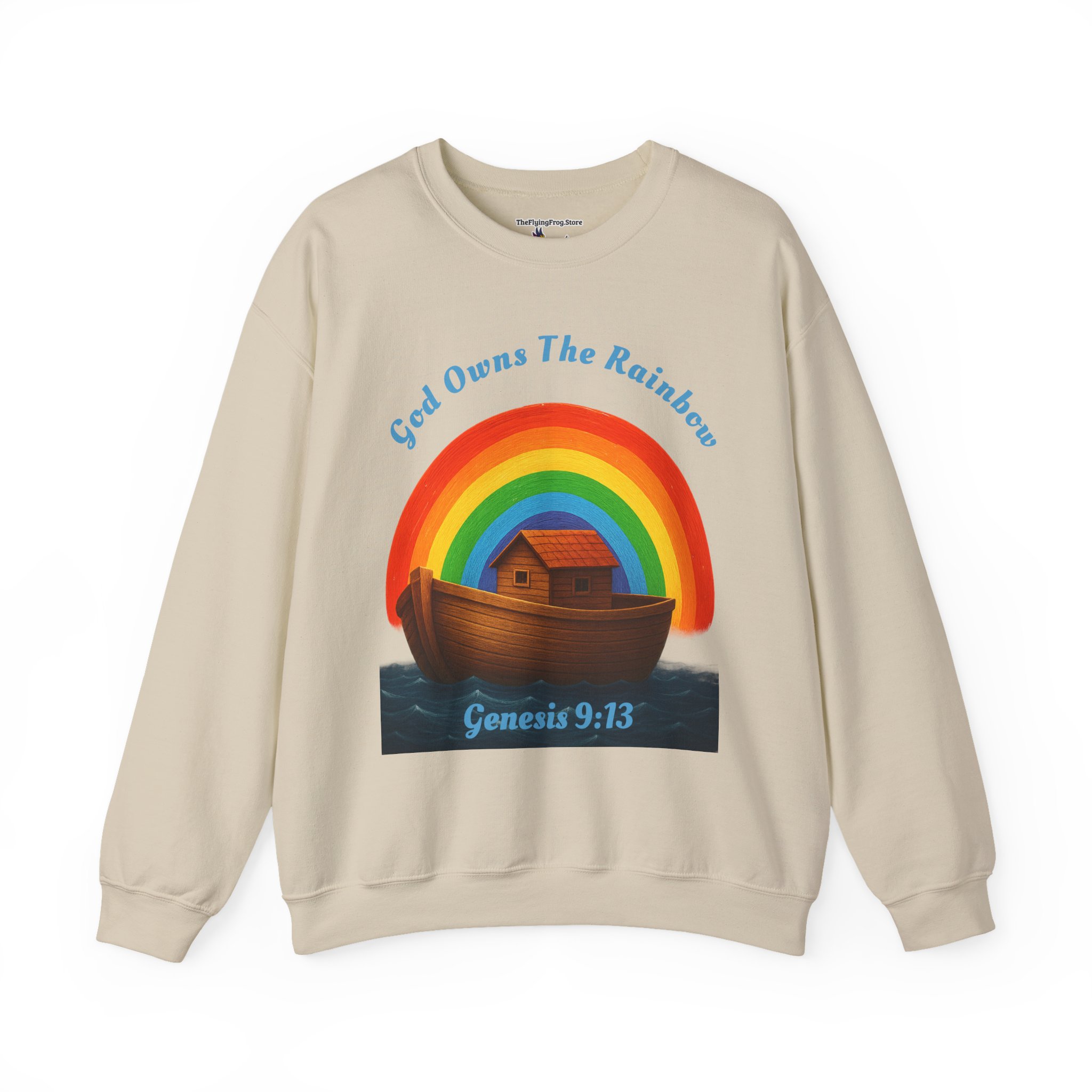 God Owns The Rainbow Noah's Ark Sweatshirt in Sand