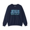 Jesus Warms My Heart Sweatshirt in Navy Blue