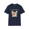 Love Came Down (Manger) Short Sleeve T-Shirt in Navy blue, front view
