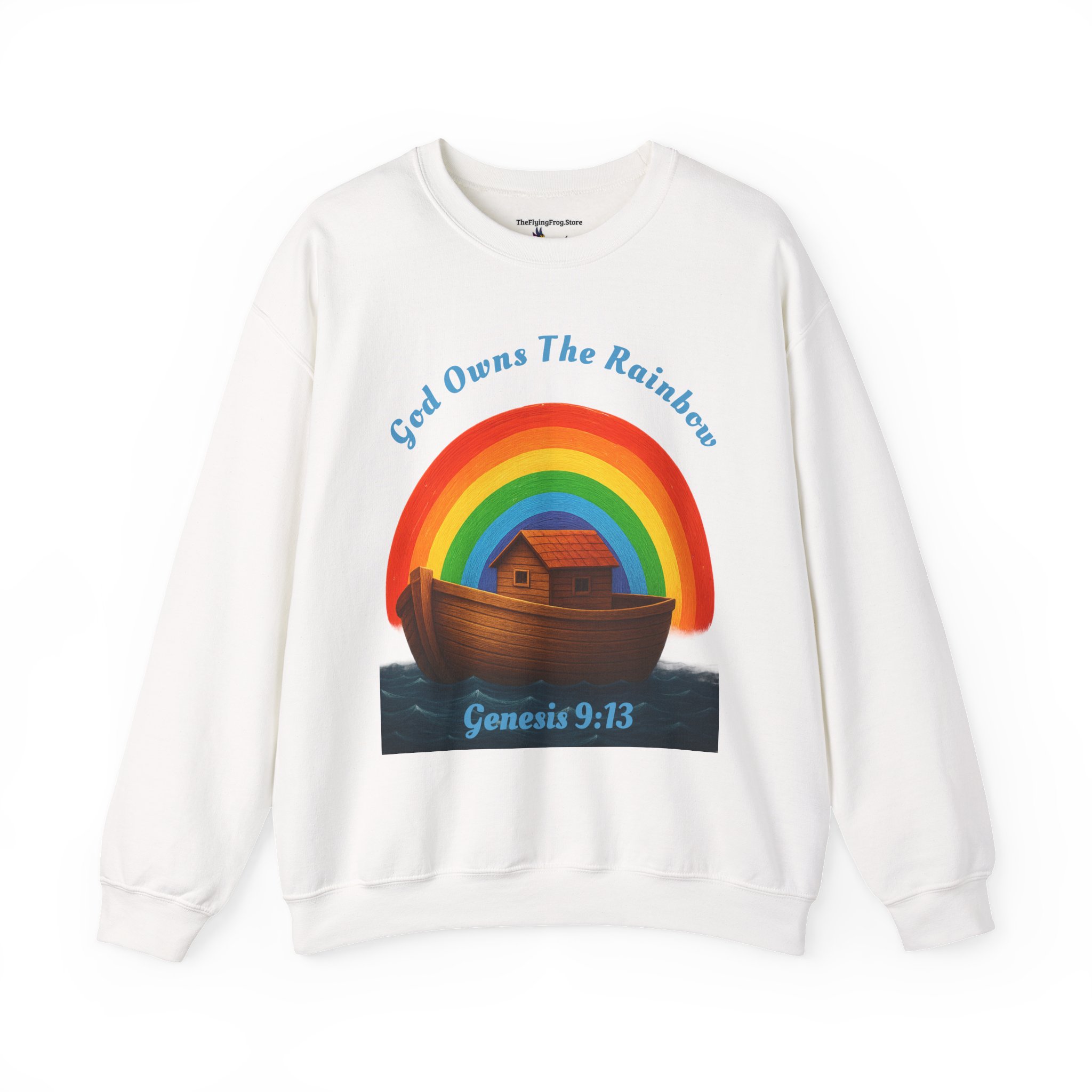 God Owns The Rainbow Noah's Ark Sweatshirt in White