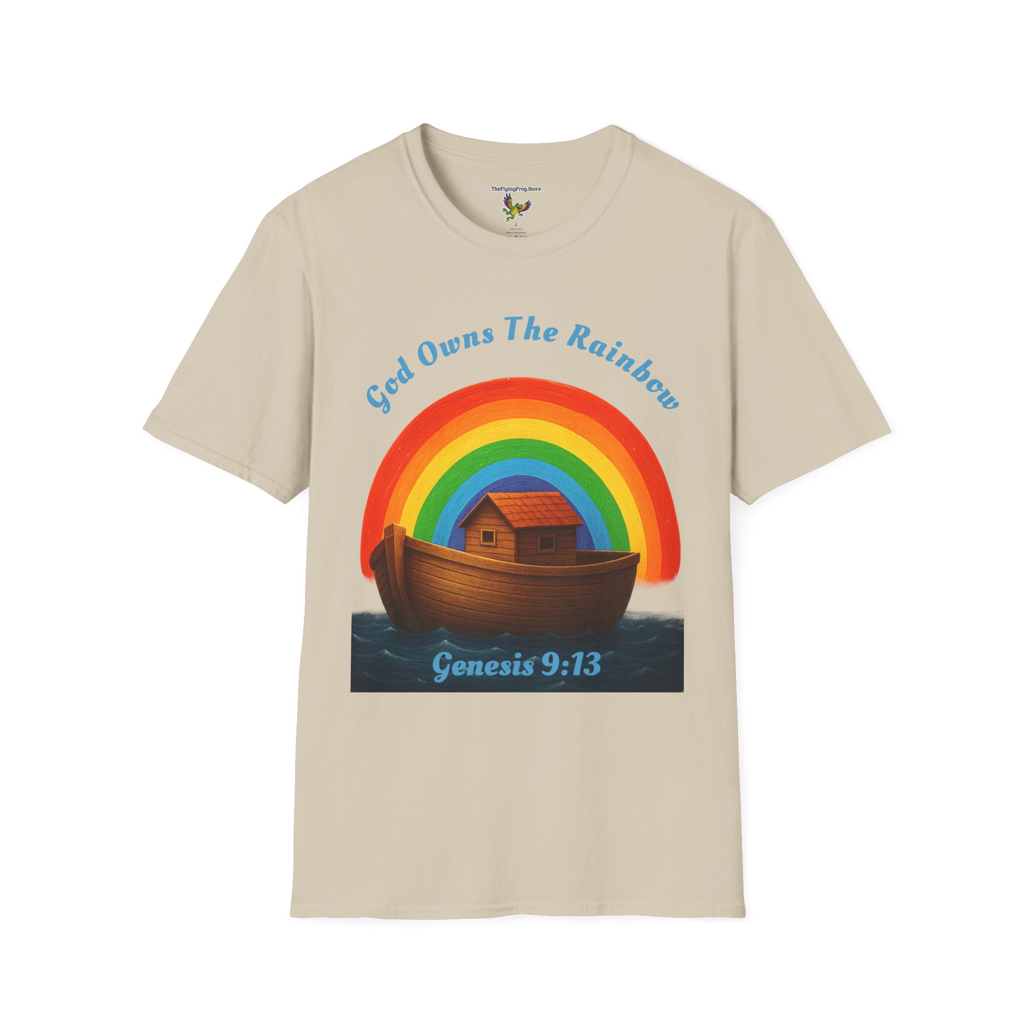 God Owns The Rainbow Noah's Ark short Sleeve T-shirt in Sand