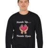 Hands Up...Hearts Open Sweatshirt in Black on male model
