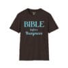 Bible before Busyness Short Sleeve T-Shirt in Dark Chocolate, front view