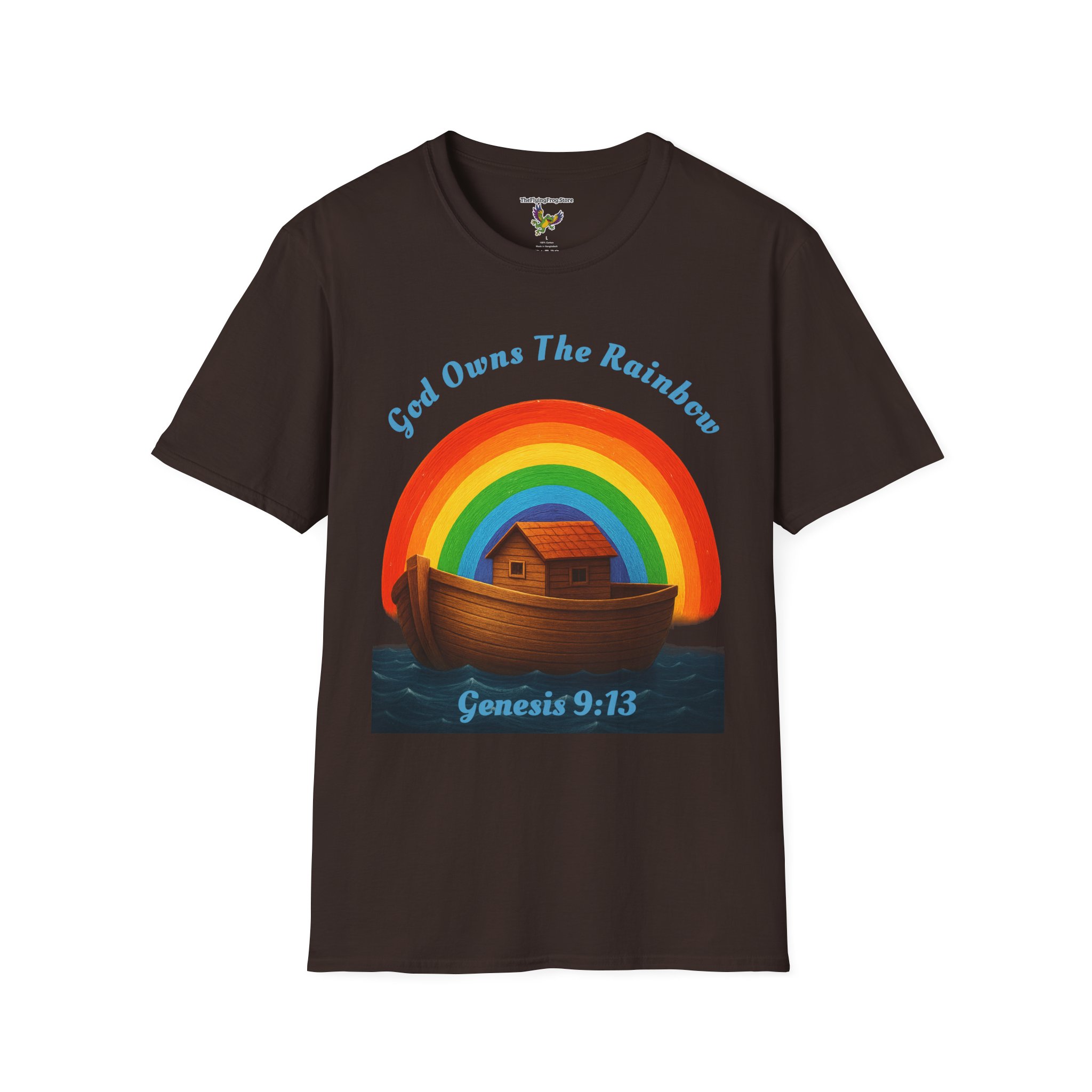 God Owns The Rainbow Noah's Ark short Sleeve T-shirt in Dark Chocolate