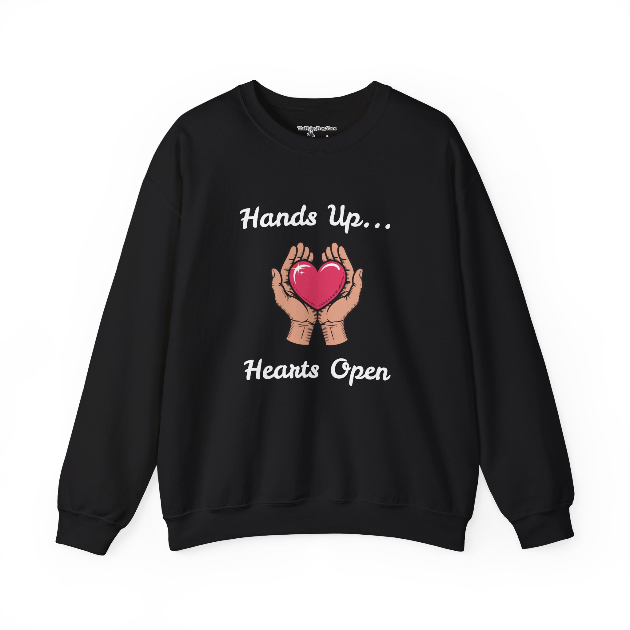Hands Up...Hearts Open Sweatshirt in Black