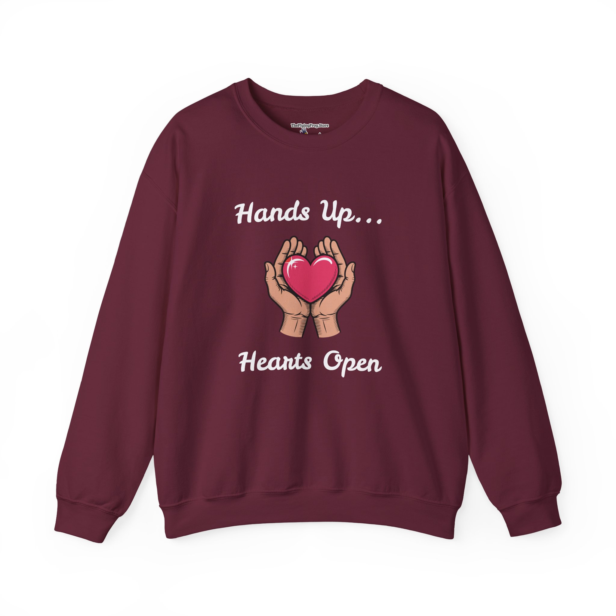 Hands Up...Hearts Open Sweatshirt in Maroon