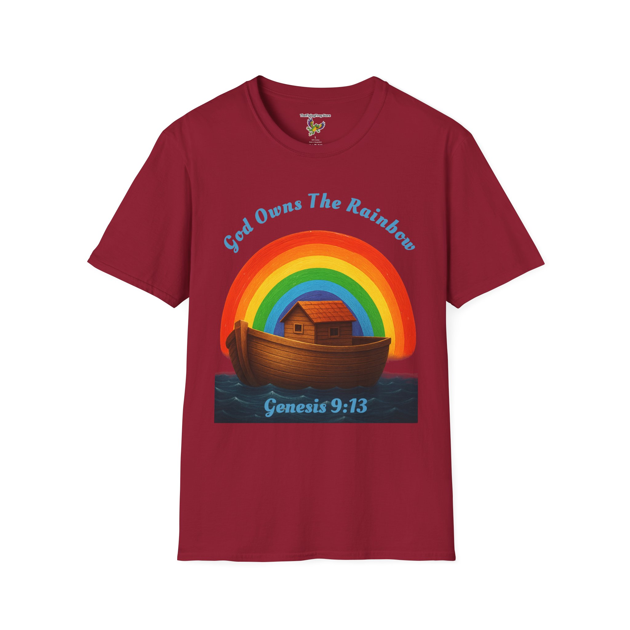 God Owns The Rainbow Noah's Ark short Sleeve T-shirt in Cardinal Red