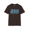 Jesus Warms My Heart Short Sleeve T-shirt in Dark Chocolate, front view