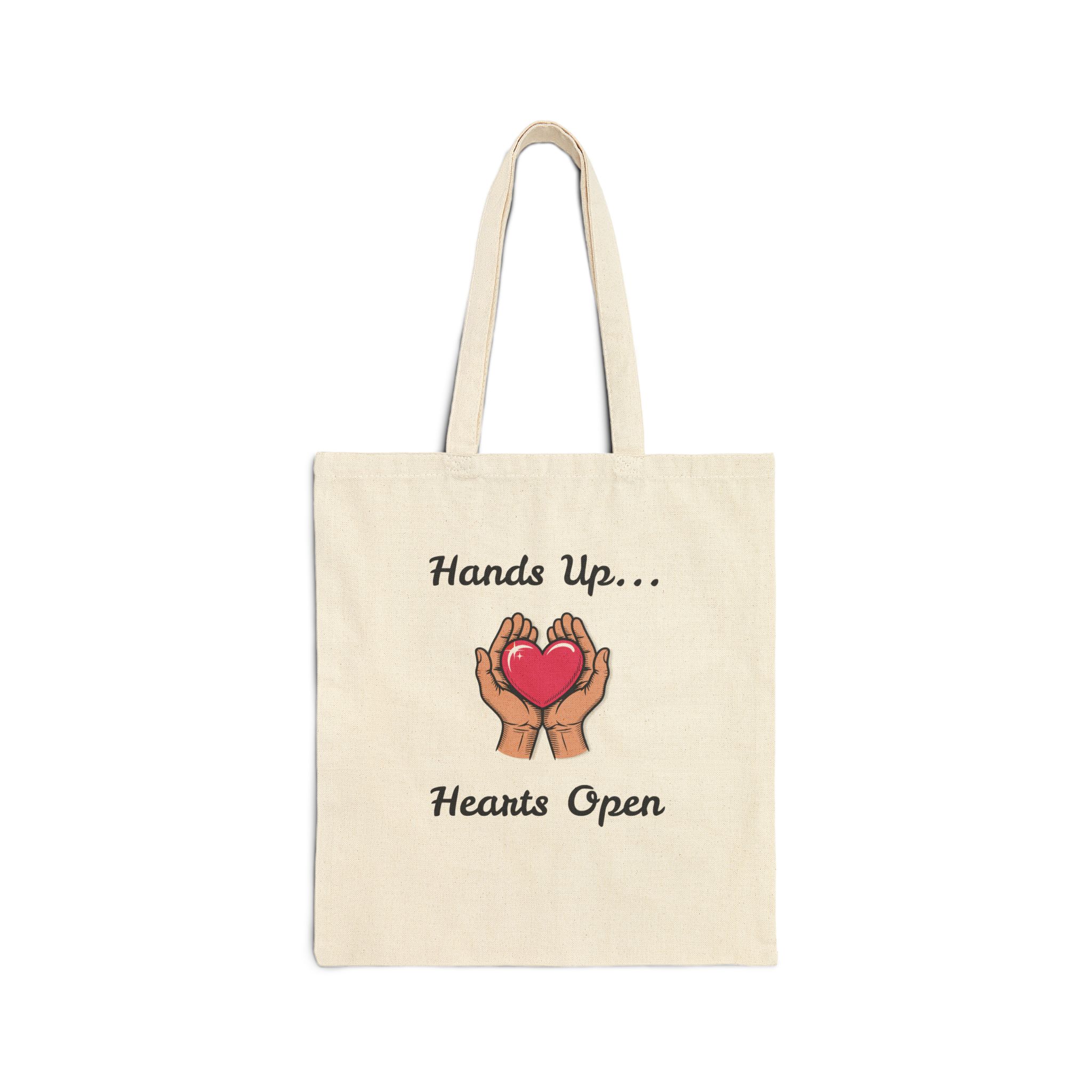 Hands Up... Hearts Open Canvas Tote in Natural