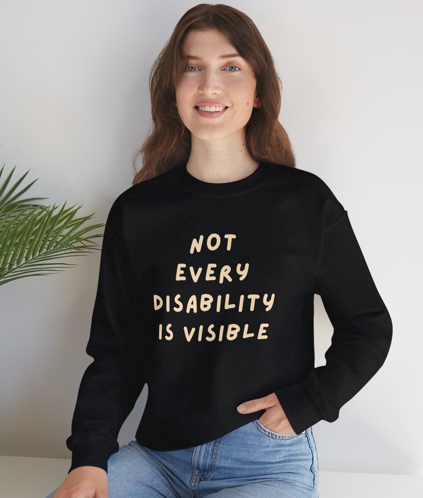 Not Every Disability is Visible Sweatshirt in Black on female model