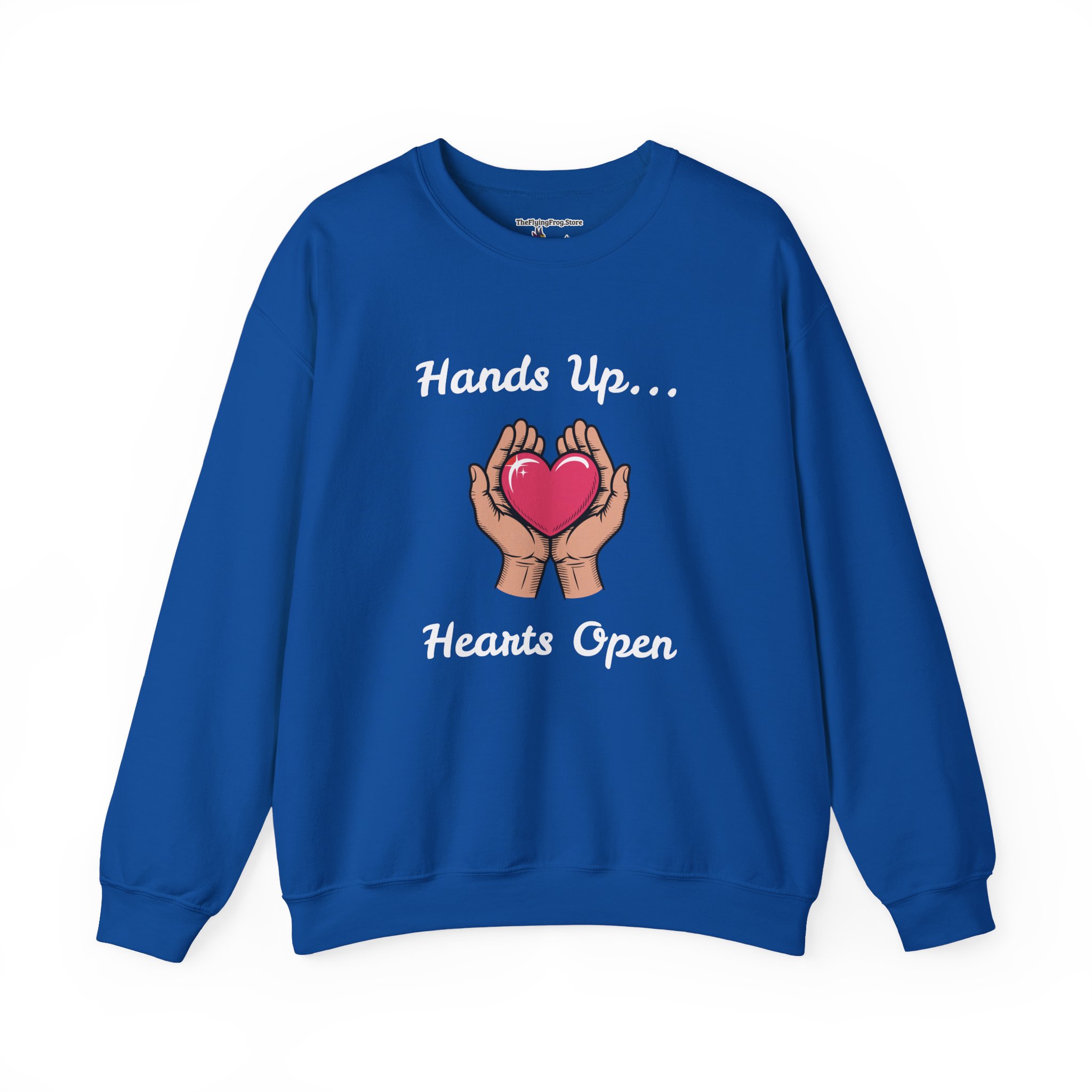 Hands Up...Hearts Open Sweatshirt in Royal Blue