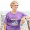 Worship Is My Vibe Short Sleeve T-shirt in Heather Purple on a female model
