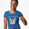Love Came Down (Manger) Short Sleeve T-Shirt in Royal Blue on a young female model