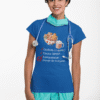 Cookies Cocoa Compassion Short Sleeve T-Shirt, Royal Blue. Shown on nurse in scrubs.