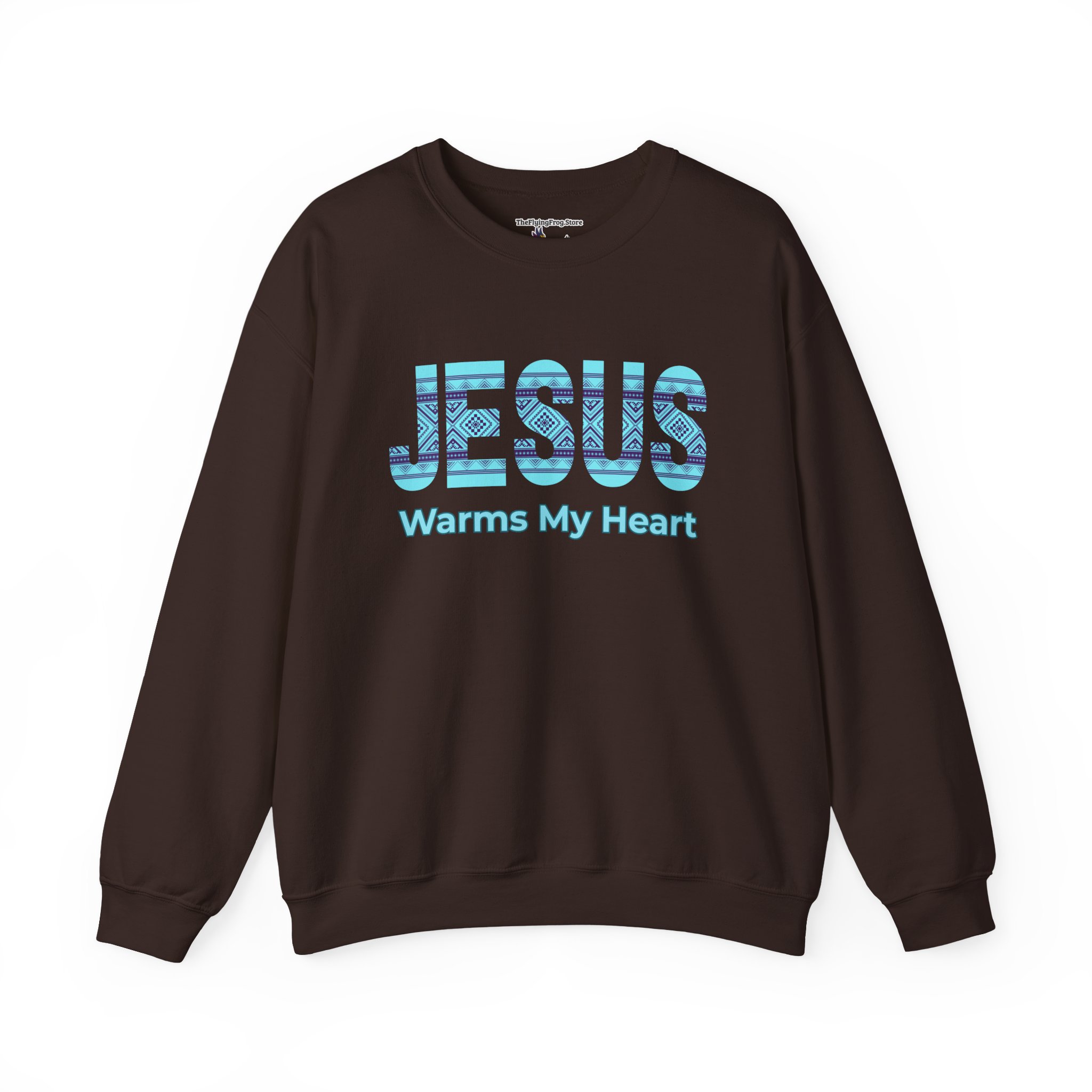 Jesus Warms My Heart Sweatshirt in Dark Chocolate