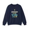 Worship Is My Vibe Sweatshirt in Navy Blue