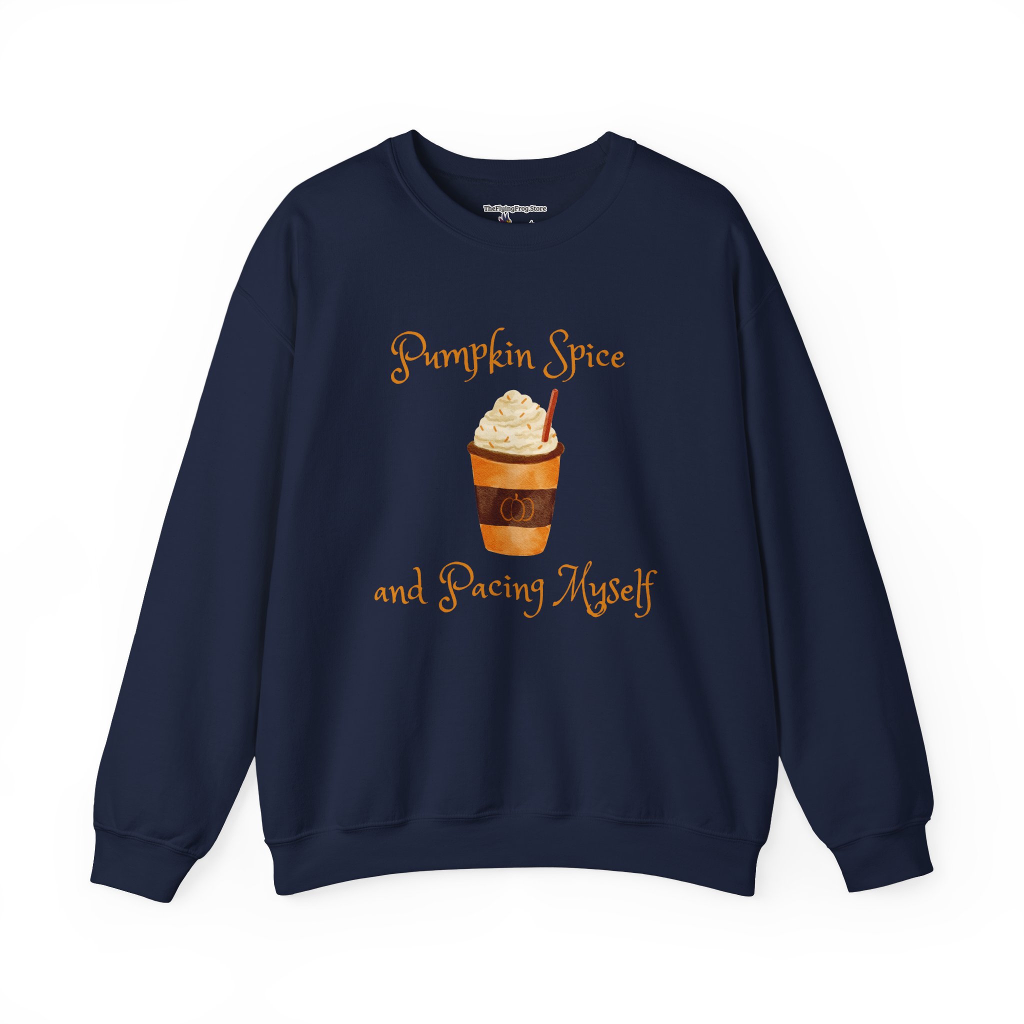 Pumpkin Spice and Pacing Myself Sweatshirt in Navy Blue