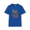 King First, Cookies Later Short Sleeve T-Shirt in Royal blue, front view