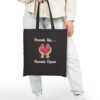 Hands Up... Hearts Open Canvas Tote in Black held by model