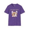 Love Came Down (Manger) Short Sleeve T-Shirt in Heather Purple, front view