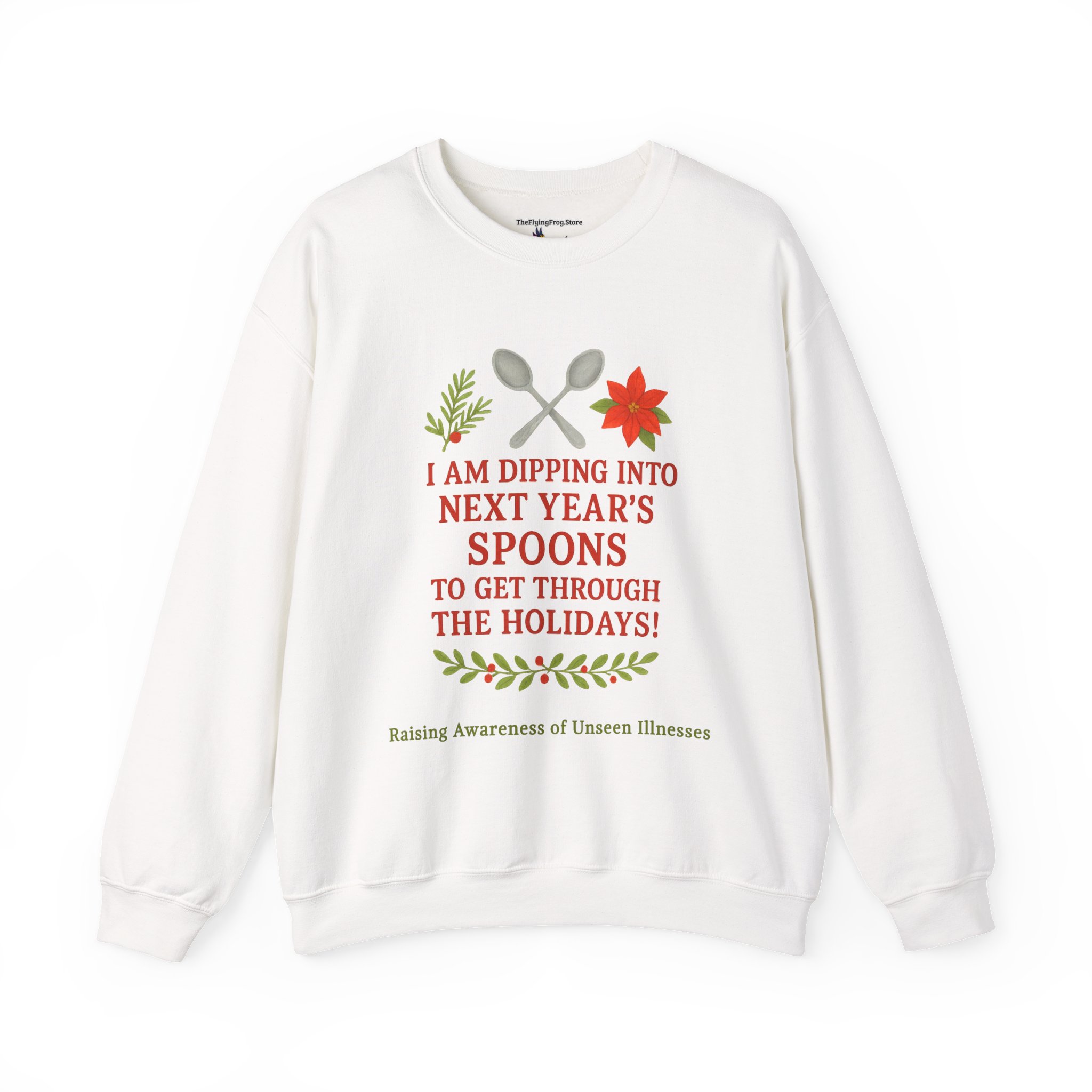 Dipping Into Next Year's Spoons Holiday Sweatshirt in White
