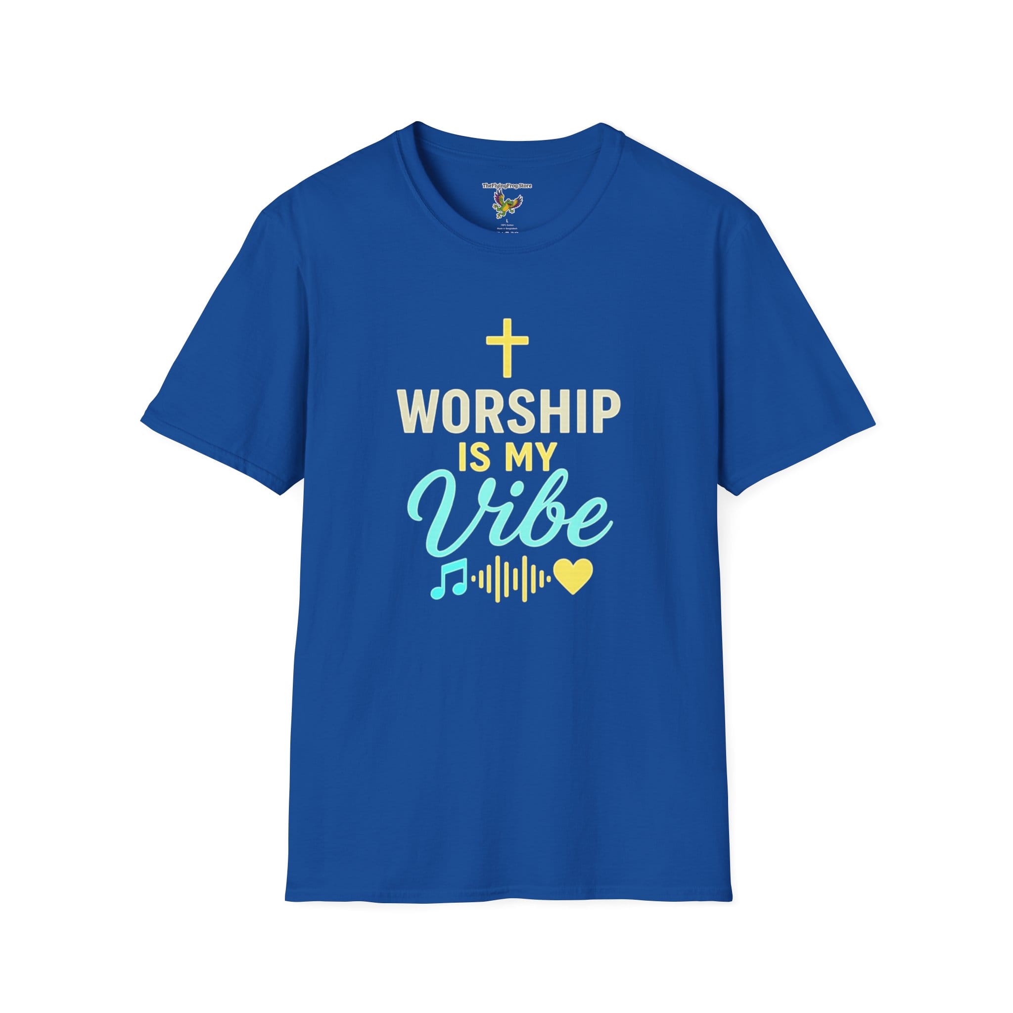 Worship Is My Vibe Short Sleeve T-shirt in Royal Blue, front view