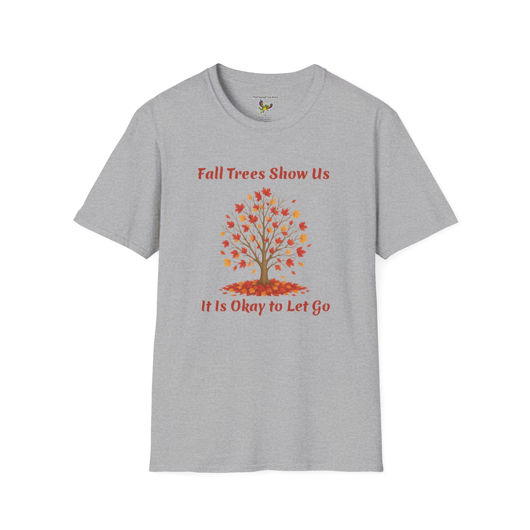 Fall Trees Show Us It is Okay to Let Go Short Sleeve T-shirt in Sport Gray, front view