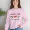 Deck the Halls with Extra Naps Sweatshirt in Light Pink on female model