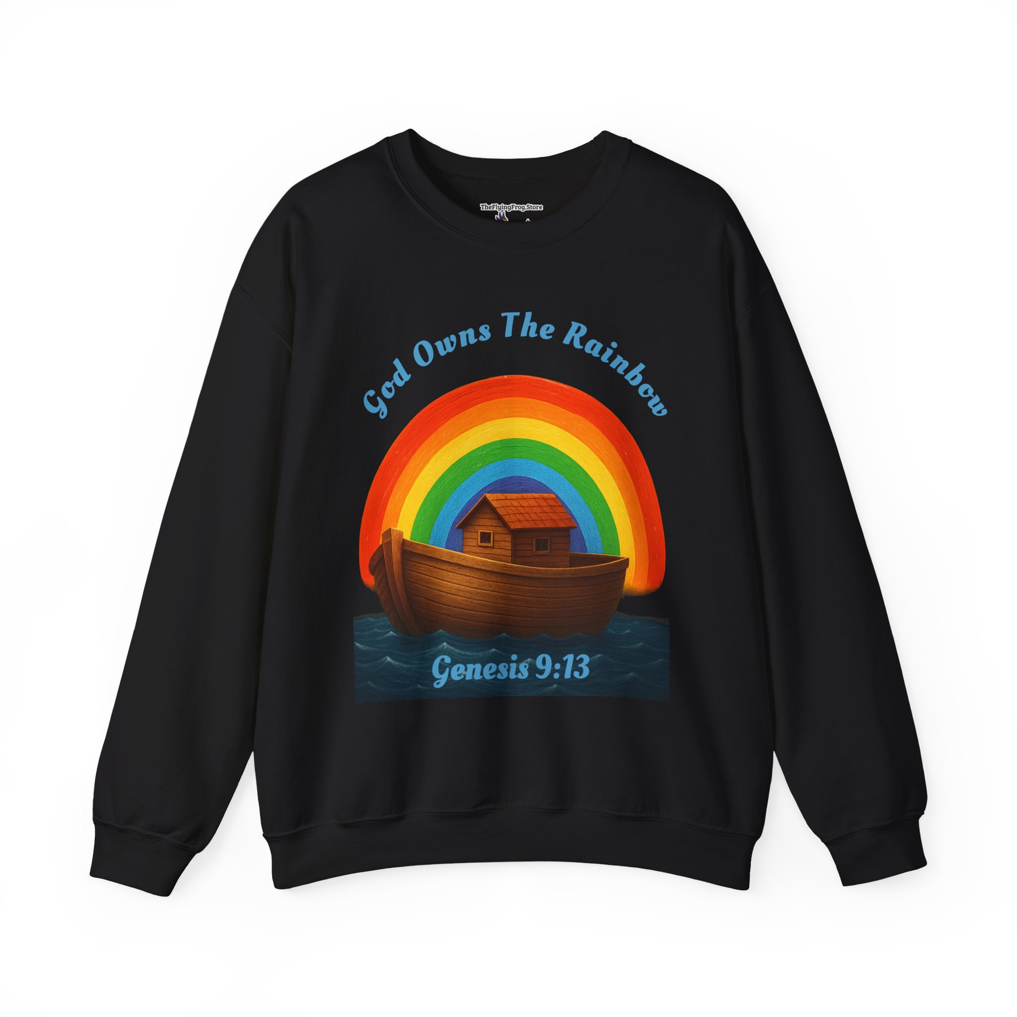 God Owns The Rainbow Noah's Ark Sweatshirt in Black