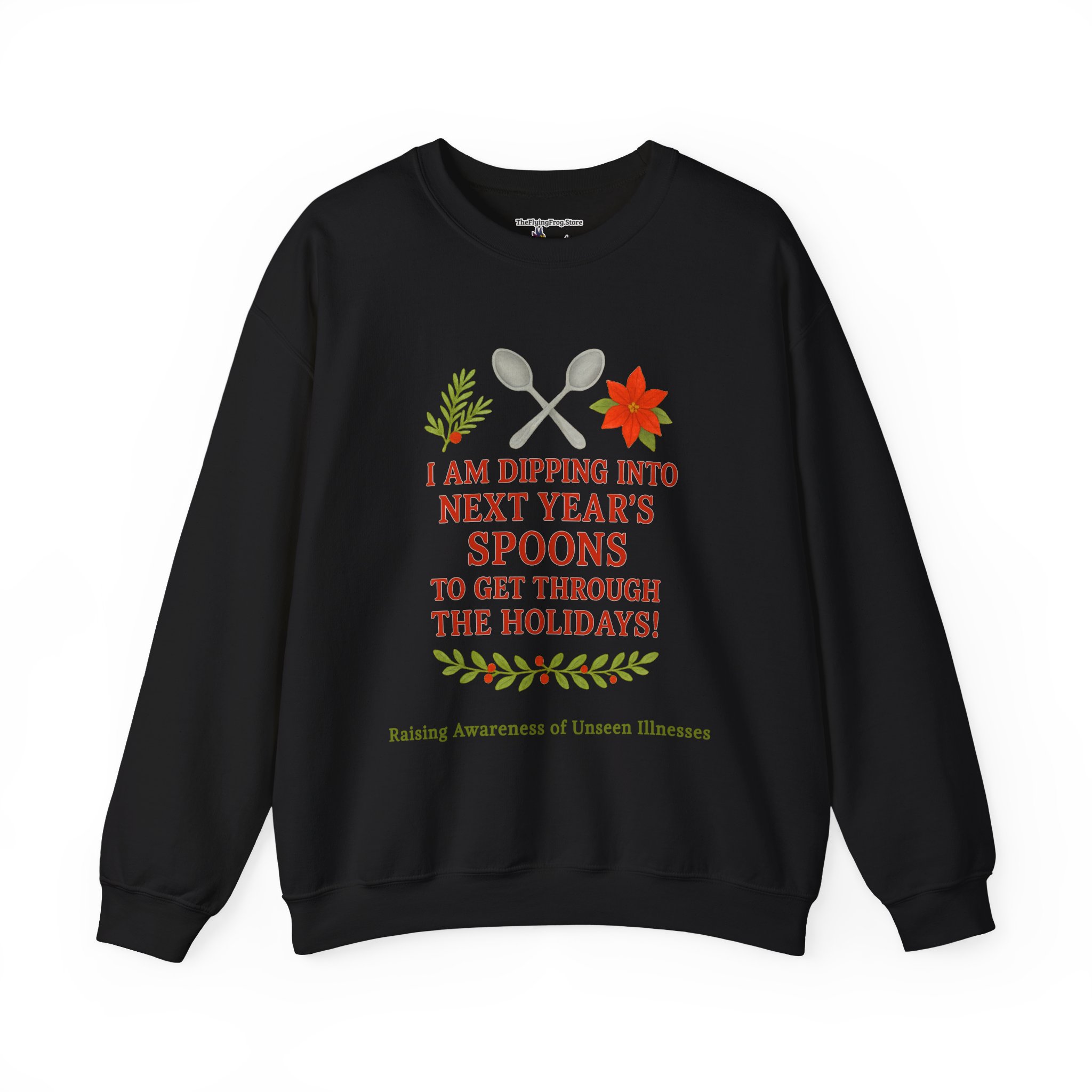 Dipping Into Next Year's Spoons Holiday Sweatshirt in Black