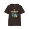 Worship Is My Vibe Short Sleeve T-shirt in Dark Chocolate, front view