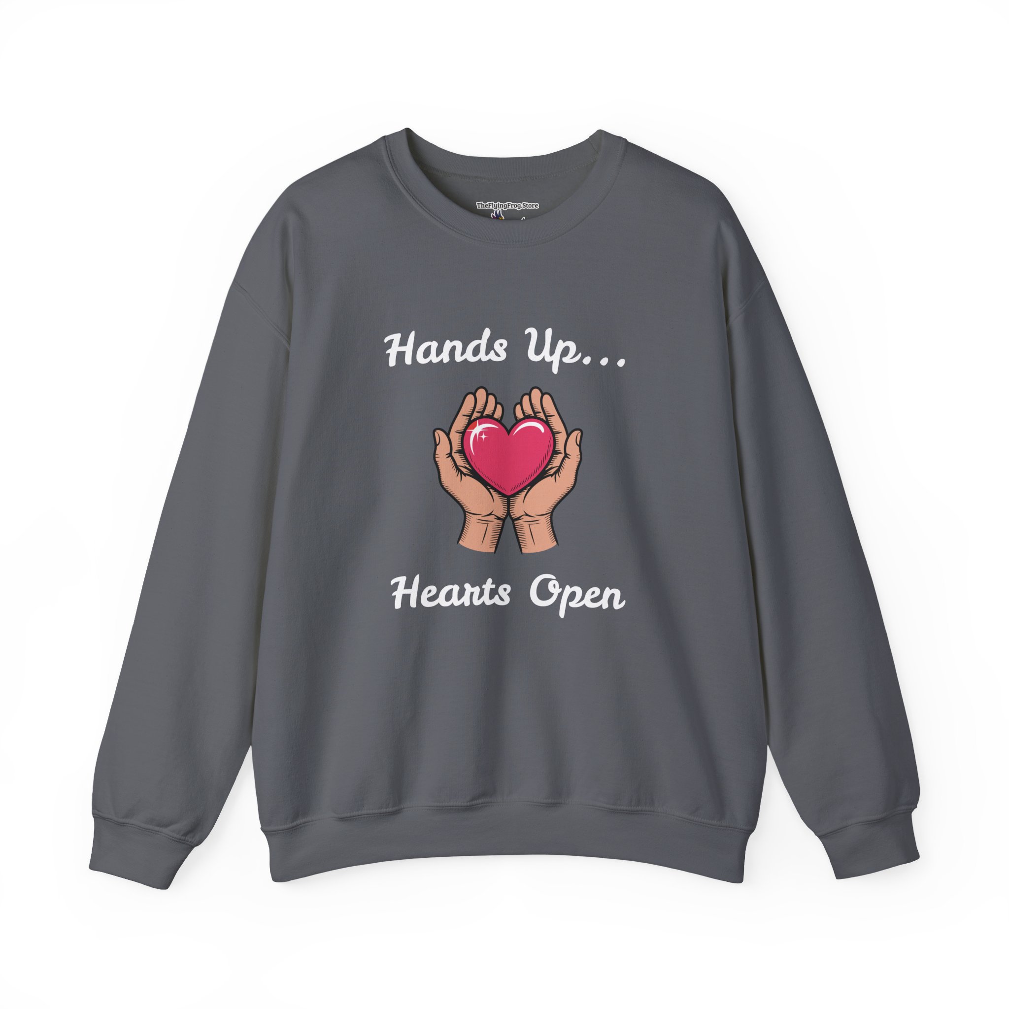 Hands Up...Hearts Open Sweatshirt in Charcoal