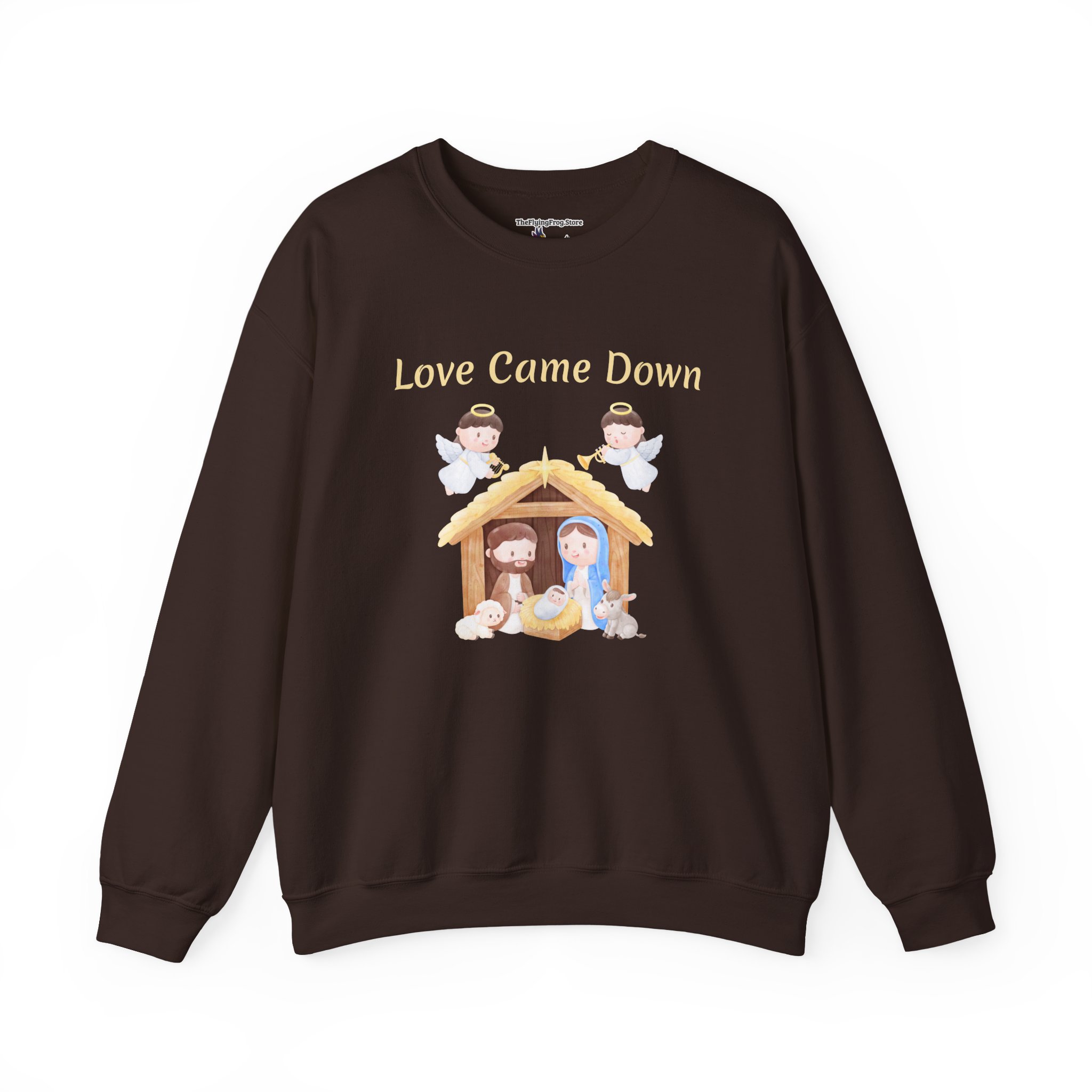 Love Came Down Nativity Sweatshirt in Dark Chocolate