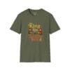 King First, Cookies Later Short Sleeve T-Shirt in Military green, front view