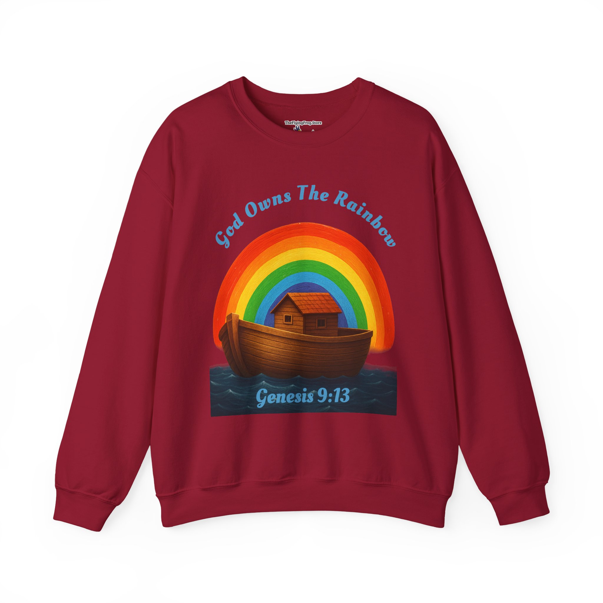 God Owns The Rainbow Noah's Ark Sweatshirt in Cardinal Red
