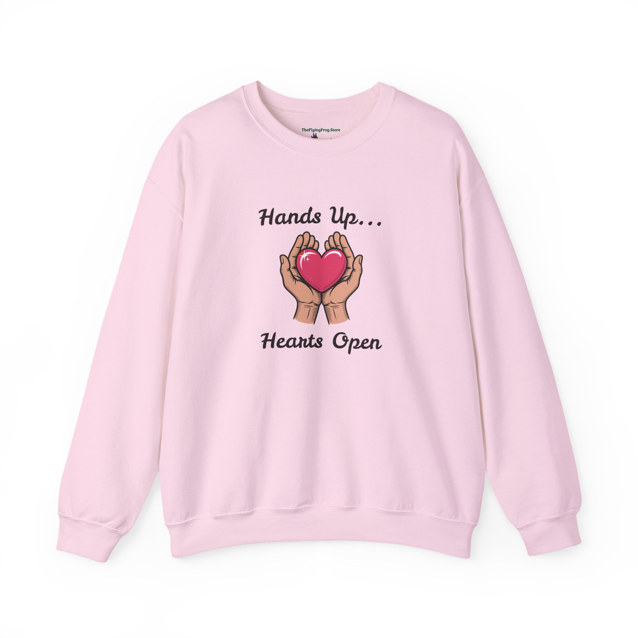 Hands Up...Hearts Open Sweatshirt in Light Pink