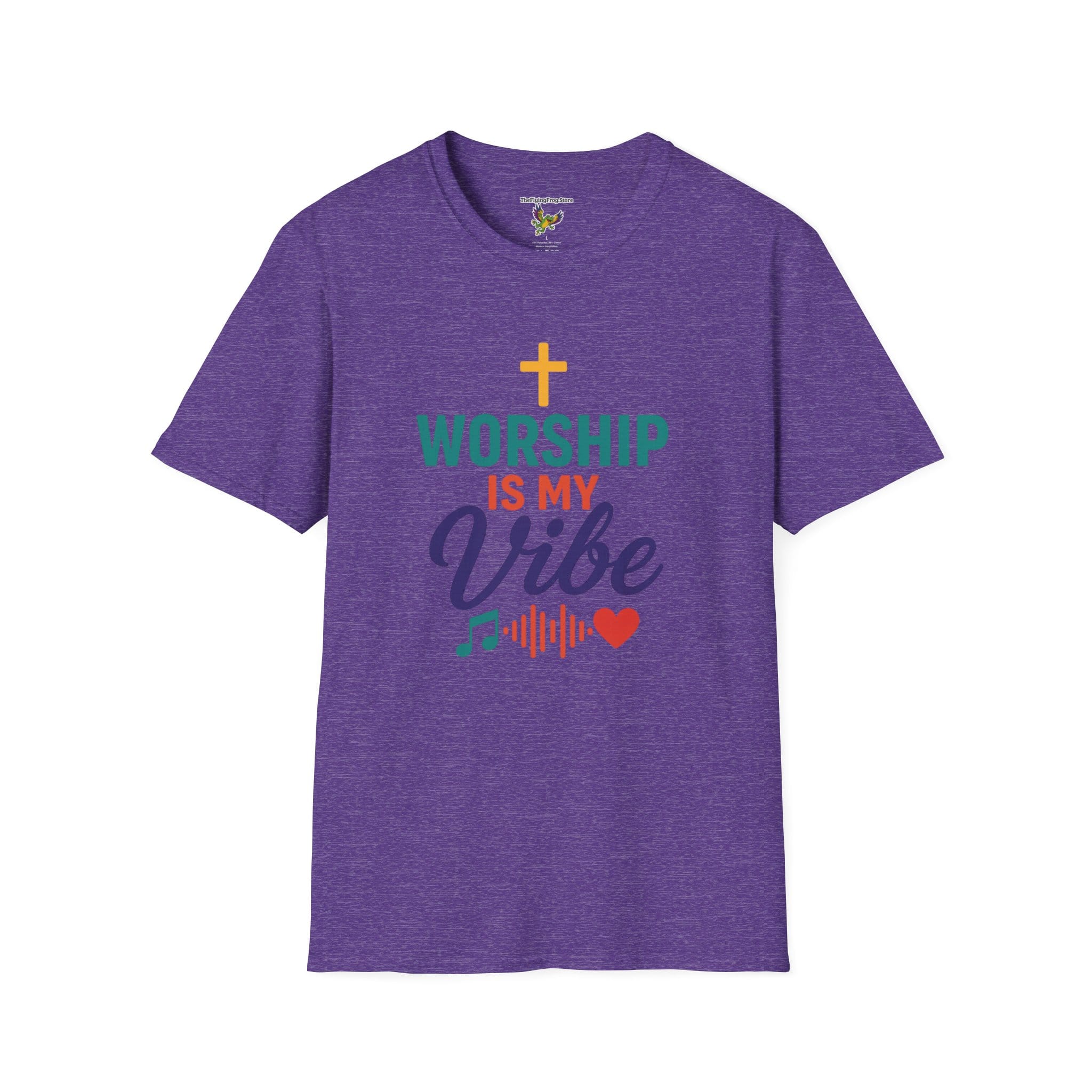 Worship Is My Vibe Short Sleeve T-shirt in Heather Purple, front view