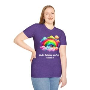 God's Rainbow was First Short Sleeve T-shirt in Purple in female model