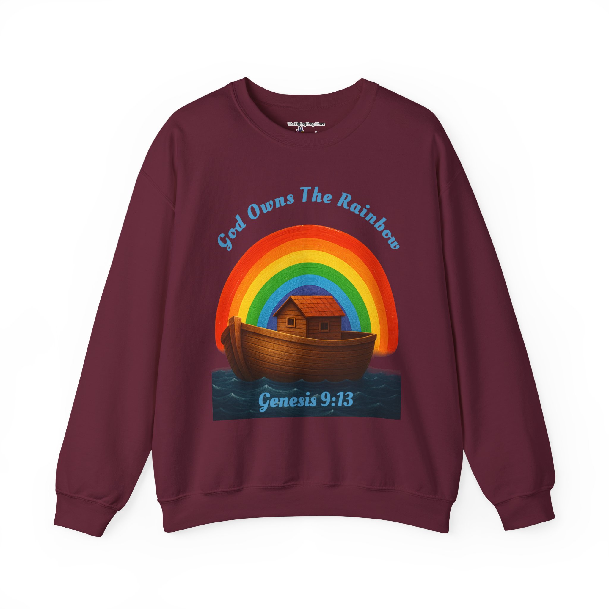 God Owns The Rainbow Noah's Ark Sweatshirt in Maroon