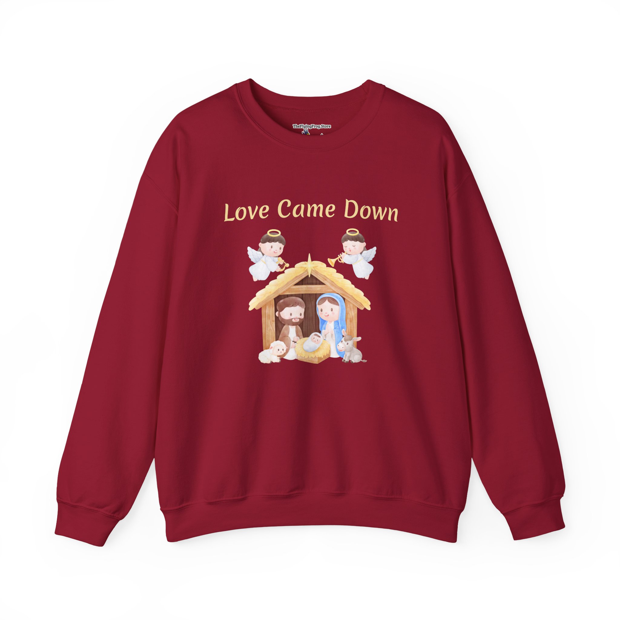 Love Came Down Nativity Sweatshirt in Cardinal Red