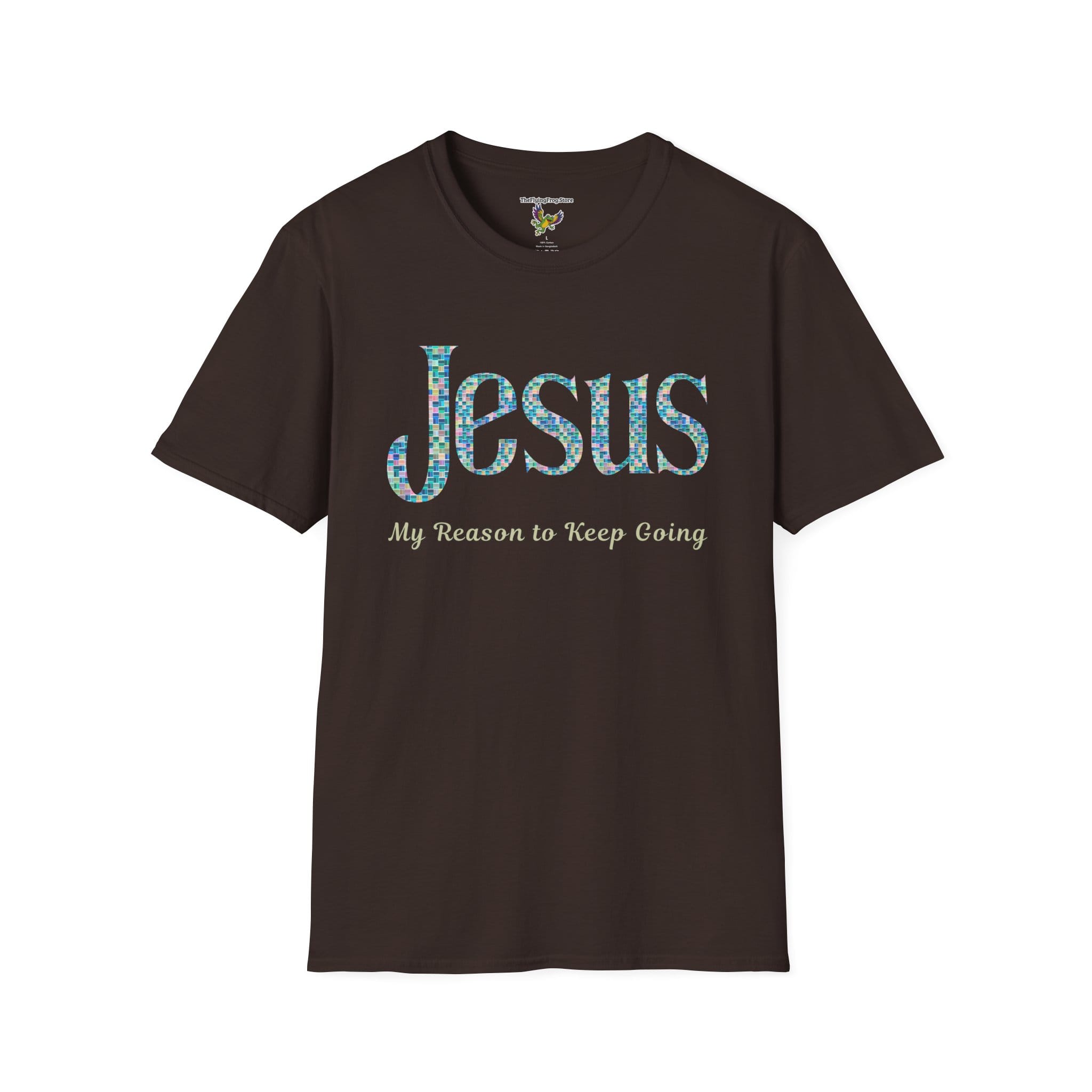 7233717403563570156_2048.jpeg Jesus: My Reason to Keep Going Short Sleeve T-shirt in Dark Chocolate, front view