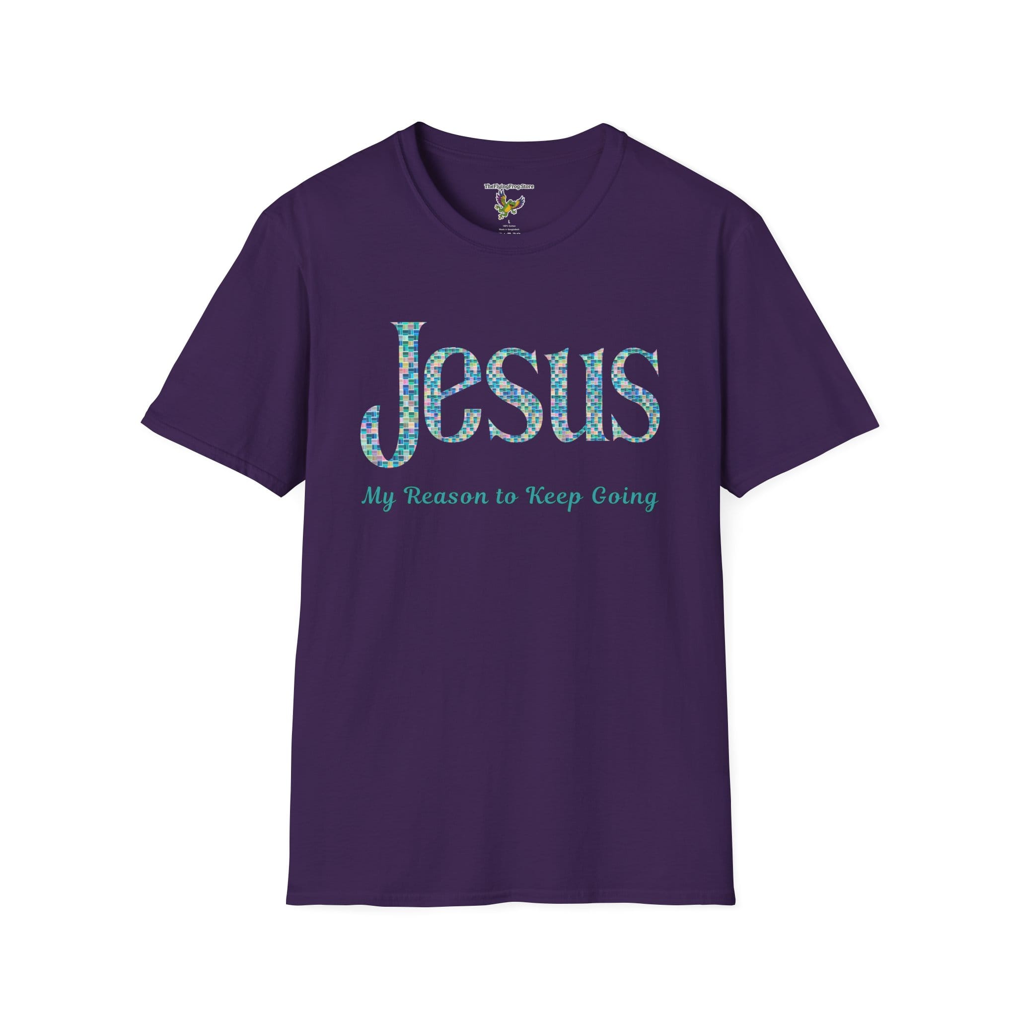 7274593519732072889_2048.jpeg Jesus: My Reason to Keep Going Short Sleeve T-shirt in Purple, front view