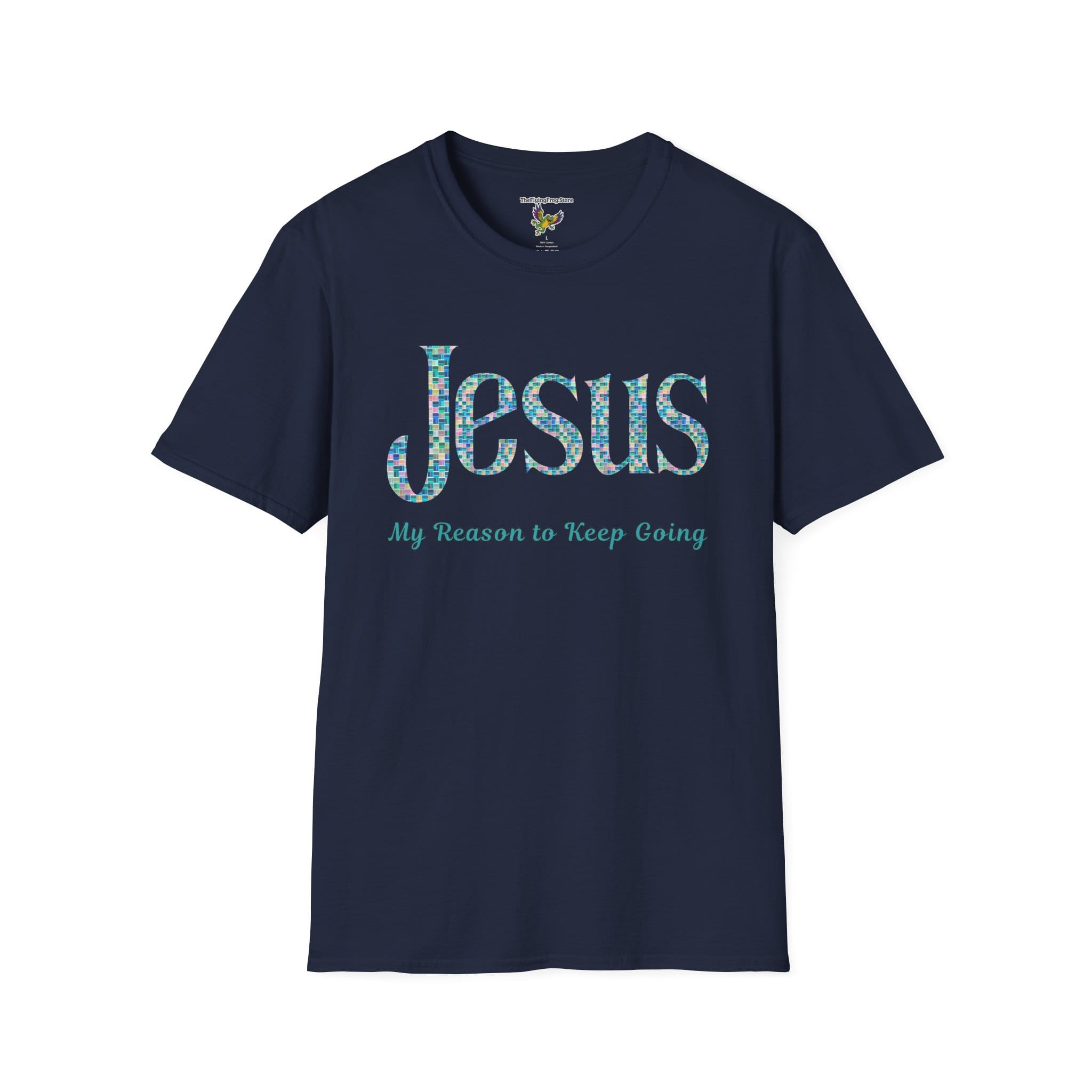 8044978935773431831_2048.jpeg Jesus: My Reason to Keep Going Short Sleeve T-shirt in Navy Blue, front view